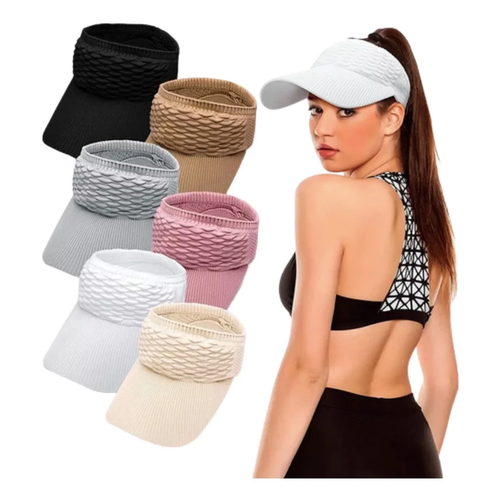 Kit 2 Chapéu/Boné Feminino De Aba Longa Respirável Com Viseira Para Uso Externo Em Cor Lisa lindo