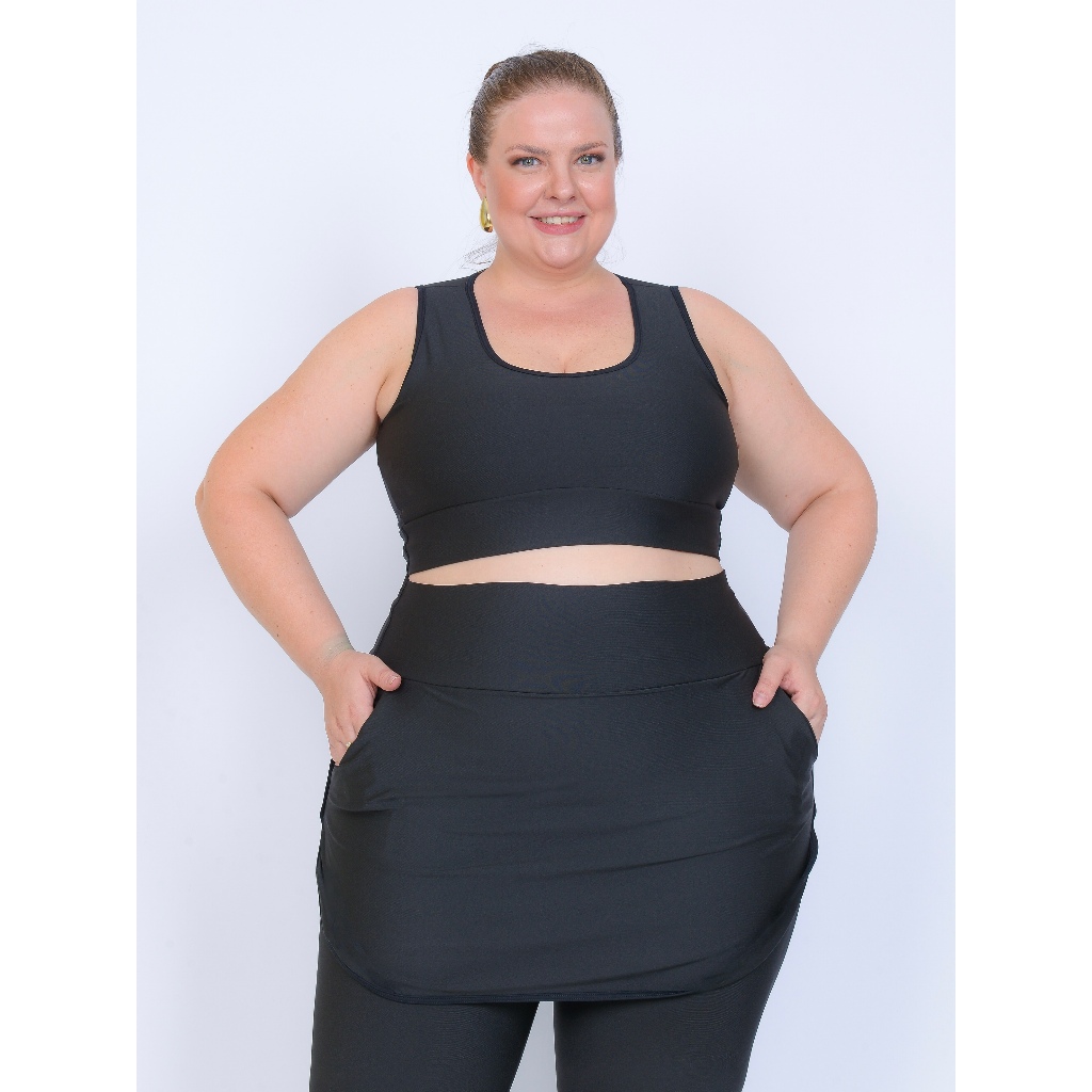 Conjunto Fitness Plus Size Roupa Feminina Para Academia Calça Tapa bumbum e Top
