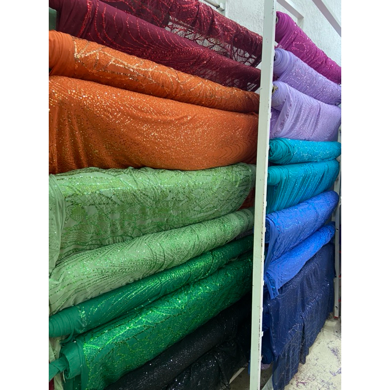 Tecido Paetê Micro Glitter Arabesco Tule (Vestido Festa/Madrinha/Casamento) 1,50m de Largura