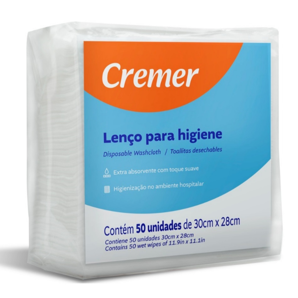kit 2 Lenco Para Banho No Leito Cremer Pacote C/50 Un