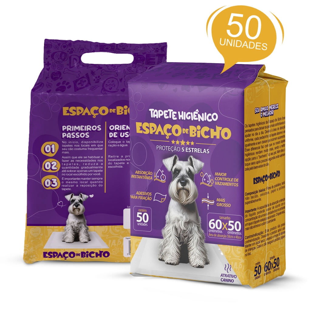 Tapete Higiênico Espaço De Bicho 50 Unidades 50x60 cm Envio Imediato