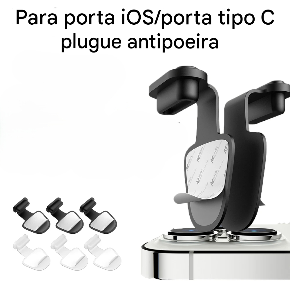Protetor em silicone p/ entrada Tipo-C ou lightning( ate o iPhone 14), com adesivo fixador. 1 unidade.