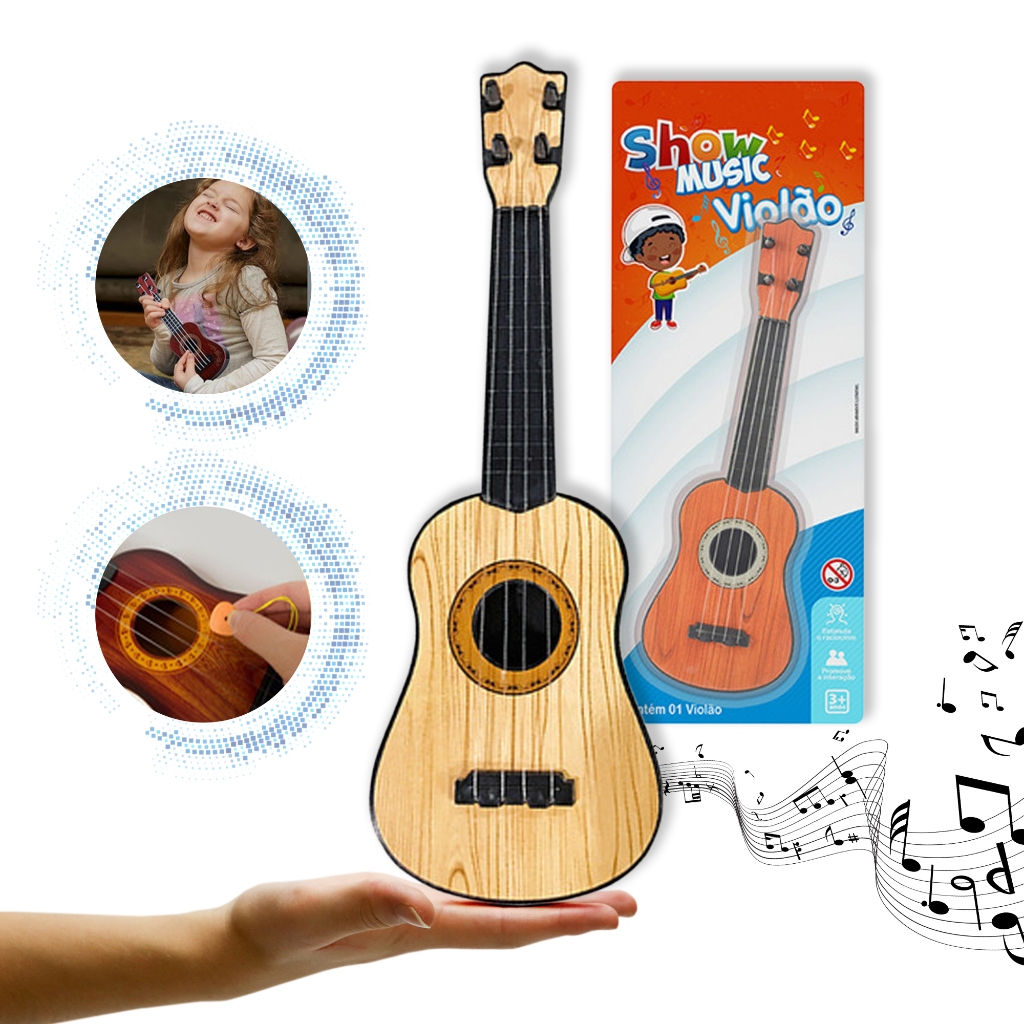 brinquedo Mini violão infantil com cordas em nylon show music Art Brinks