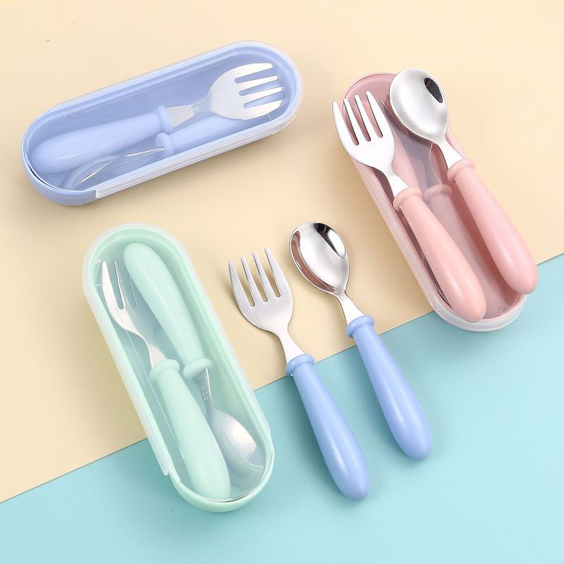 Talheres Infantil Garfo Colher Com Estojo Aço Inox 304