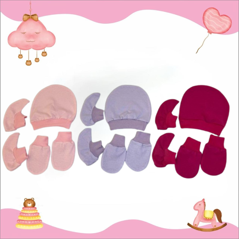 Kit Touca ,Luvas e Sapatos Para Bebê Recém Nascido Temos 2 Opções Kit 3 e 9 Peças Malha Hipoalergênico  100% algodão.