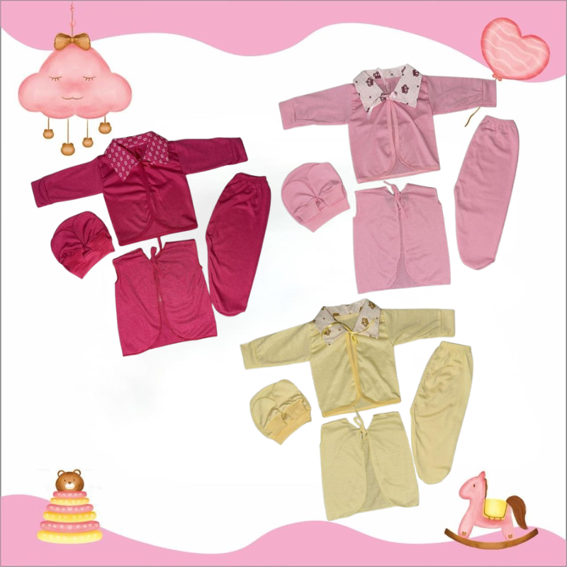 Kit Pagão Gola Bordada 3 Conjunto 15 Peças Malha Hipoalegênico 100% algodão.