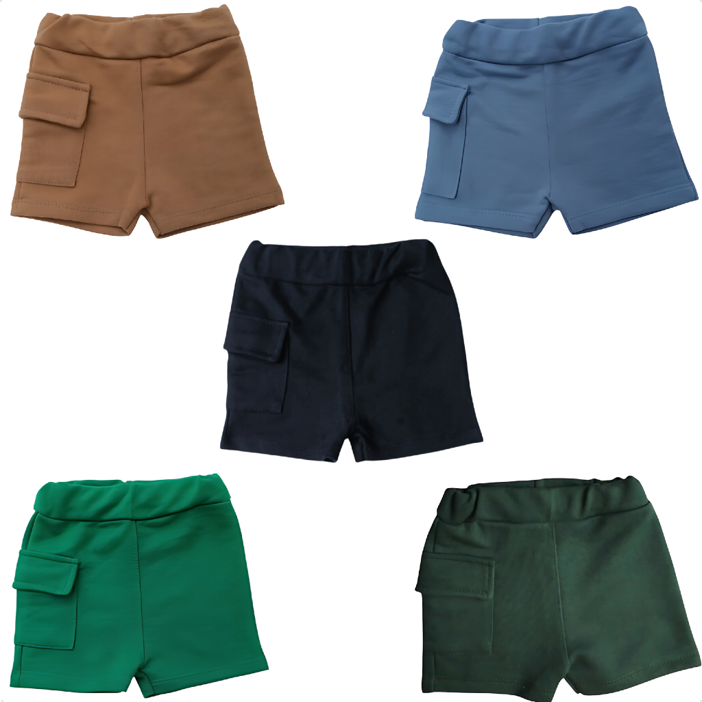 Shorts Infantil Menino Moletinho Juvenil liso em algodão