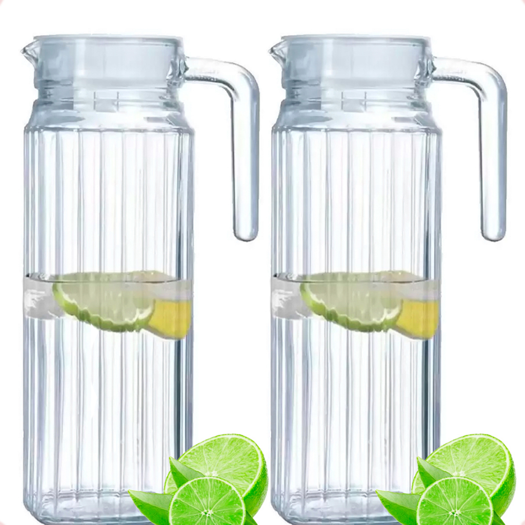 Jarras De Vidro Com Tampa Suco Água 1 Litro 2 Unidades JR
