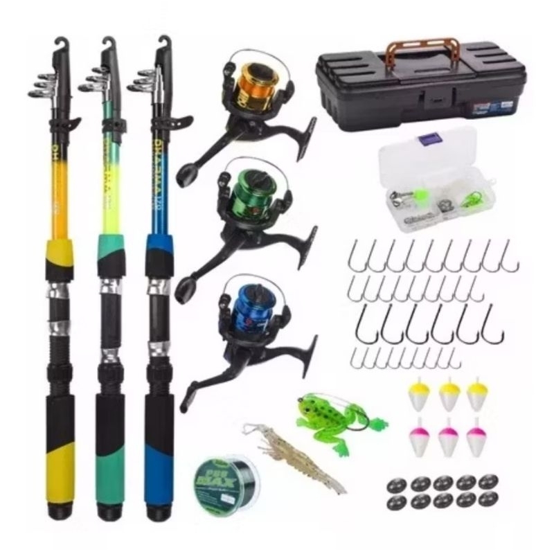 Kit Novo De Pesca Completo Dharma 3 Varas+molinetes+acessórios