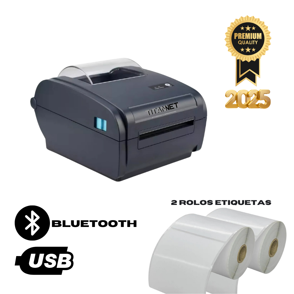 Impressora de Etiqueta Térmica Tipo Zebra Elgin TT331 Bluetooth USB + 500 Etiquetas (2 Rolos)