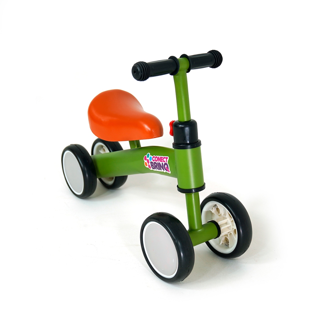 Bicicleta De Equilíbrio Infantil 4 Rodas Conect Brinq, Sem Pedal, Estável, Aprendizado Seguro