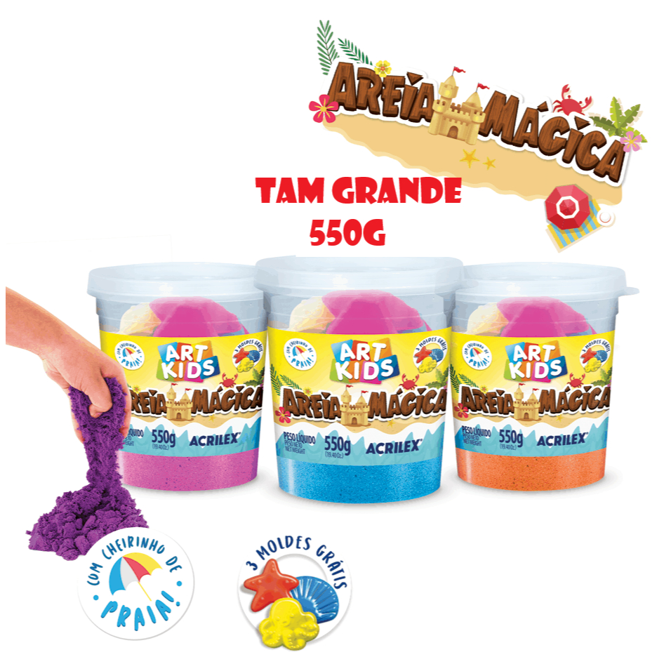 Areia Mágica Tam Grande 550g - Escolha A Cor - Acrilex + Nota Fiscal