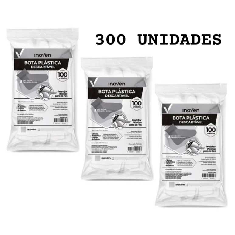 Bota Plástica Pro Pé Kit 300 Unidades Descartável Proteção Higiene Resistente Consultório