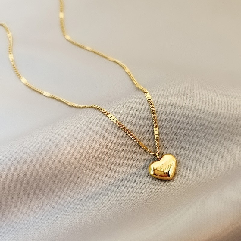 18k titânio aço novo amor colar simples temperamento luz luxo moda coração