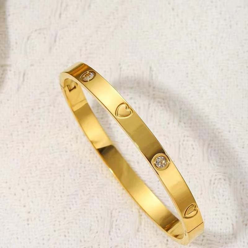 Pulseira de amor de alta qualidade em aço titânio 18K que não desbota