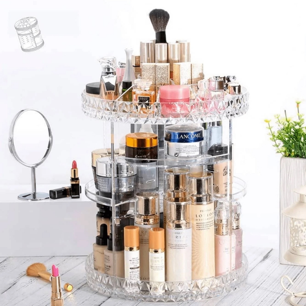 Organizador de maquiagem Acrílico  Giratório 360º Suporte Para Cosméticos
