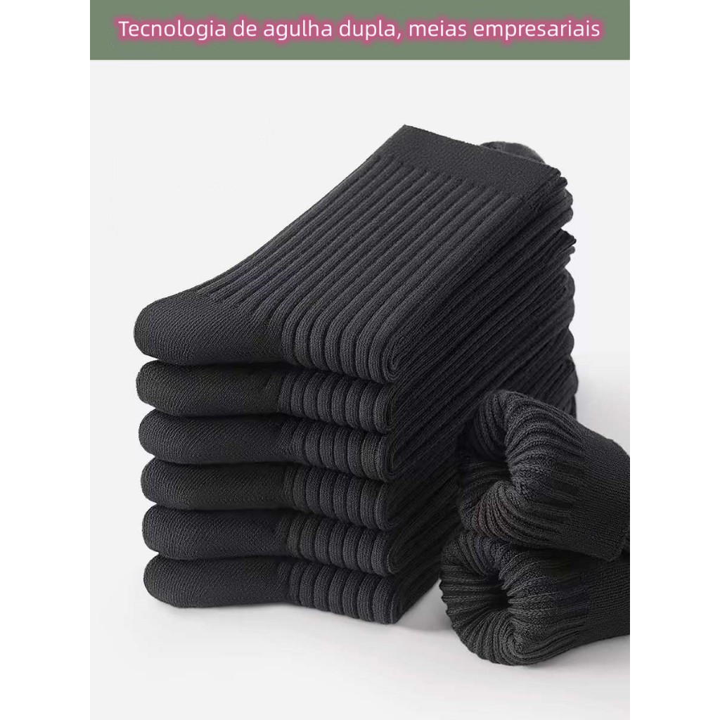 3/6/12 pares de meias de algodão desportivo para homem de alta qualidade com agulha dupla e comprimento longo