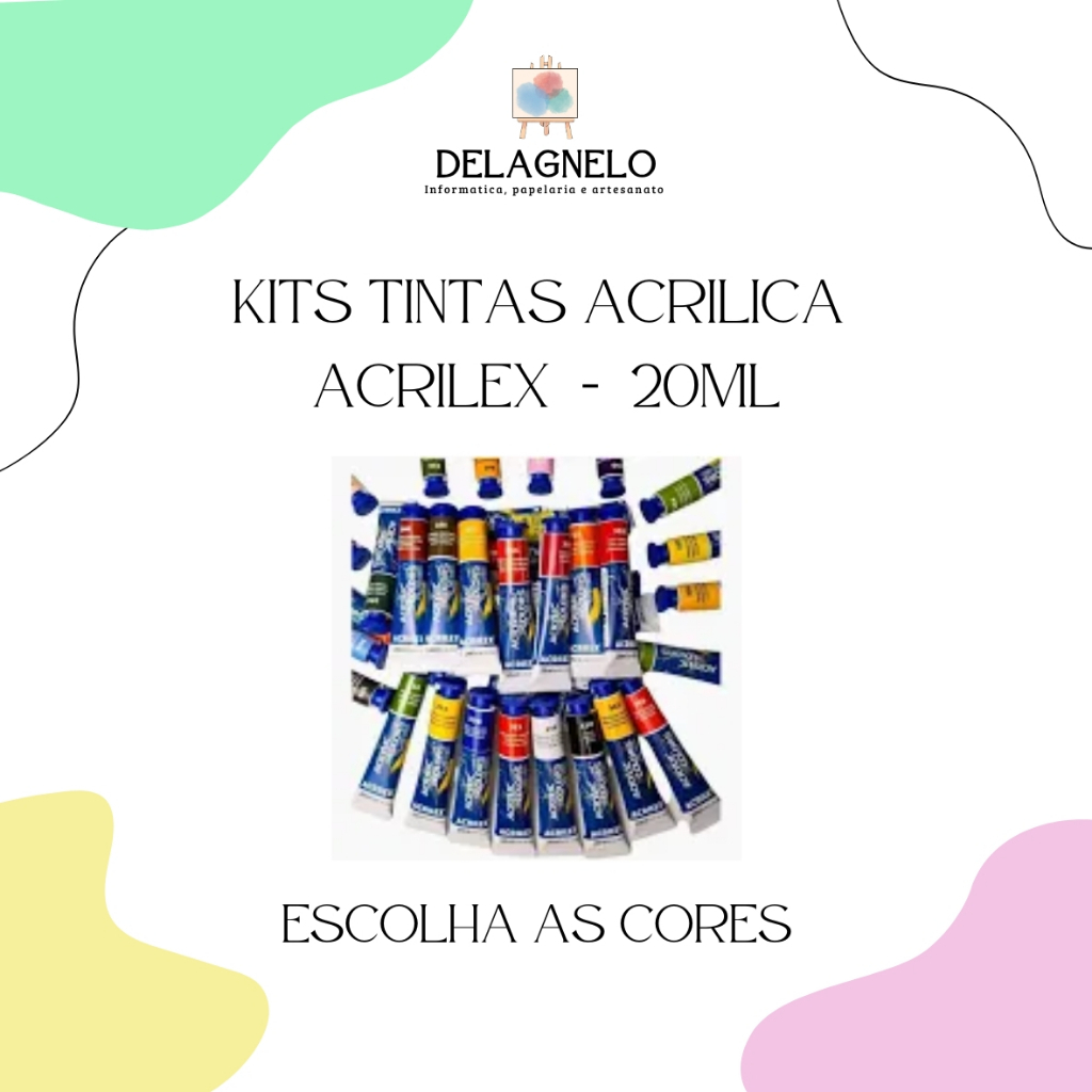 Kit de Tinta Acrílica Acrylic Colors Acrilex 20ml Para pintura em Tela - Cores a sua escolha