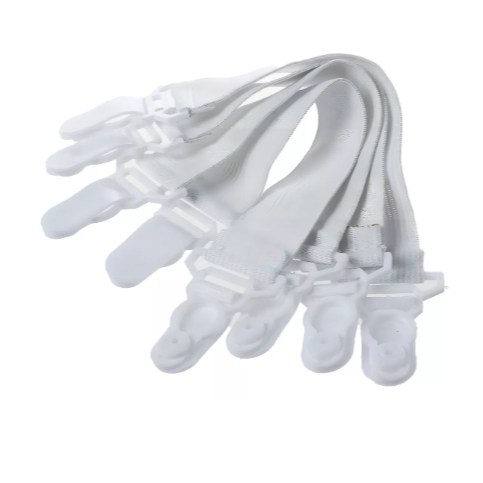 Kit 8 Prendedores Elástico P/lençol Segura Prende Presilha Desenho Do Tecido Branco