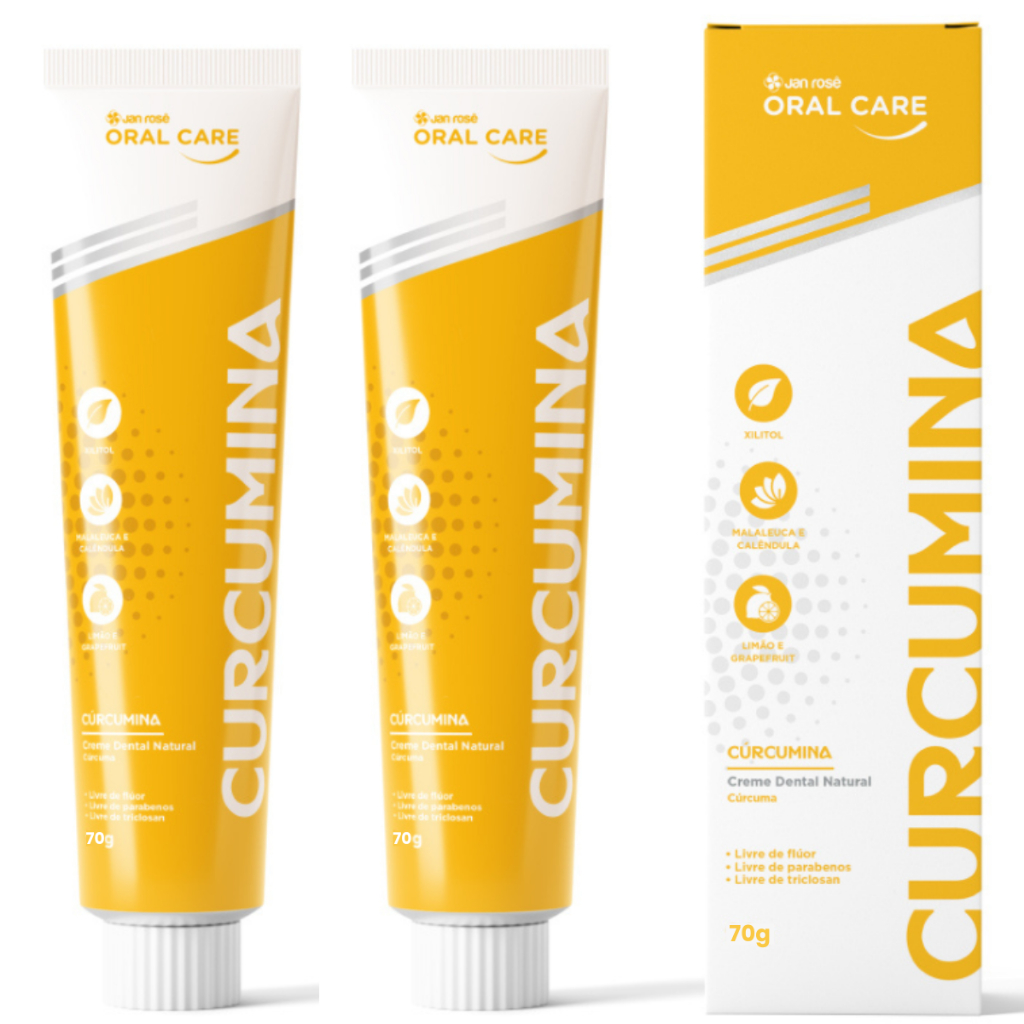 Kit 2 Pasta De Dente Creme Dental Tira Mau Hálito 70g 2 Em 1 Original Curcumina Cúrcuma