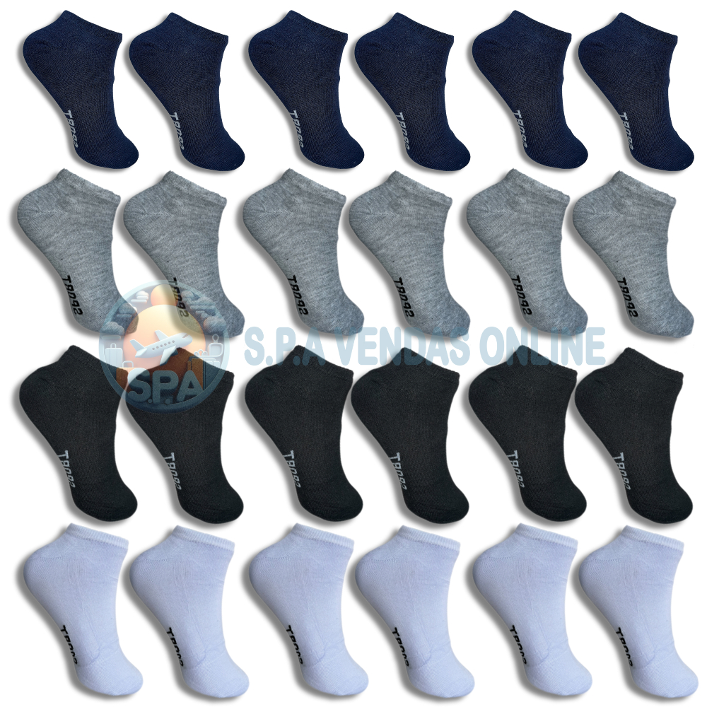 Kit 24 Pares de Meias Soquete Esporte Cano Curto Algodão Masculina Feminina Unissex Esportiva