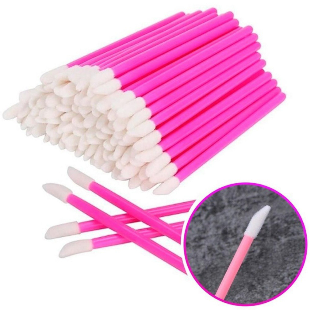 Kit 200 Aplicador de Batom Pincel Descartável Gloss Maquiagem Cílios Limpeza Cílios Alongamento Lash