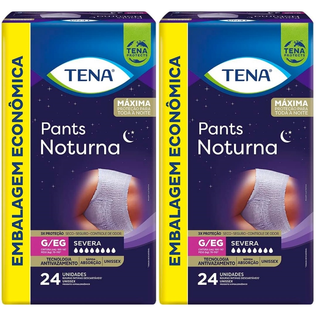 Kit 2ptes TENA PANTS Roupa Íntima NOTURNA G/EG 24un (Total 48un)