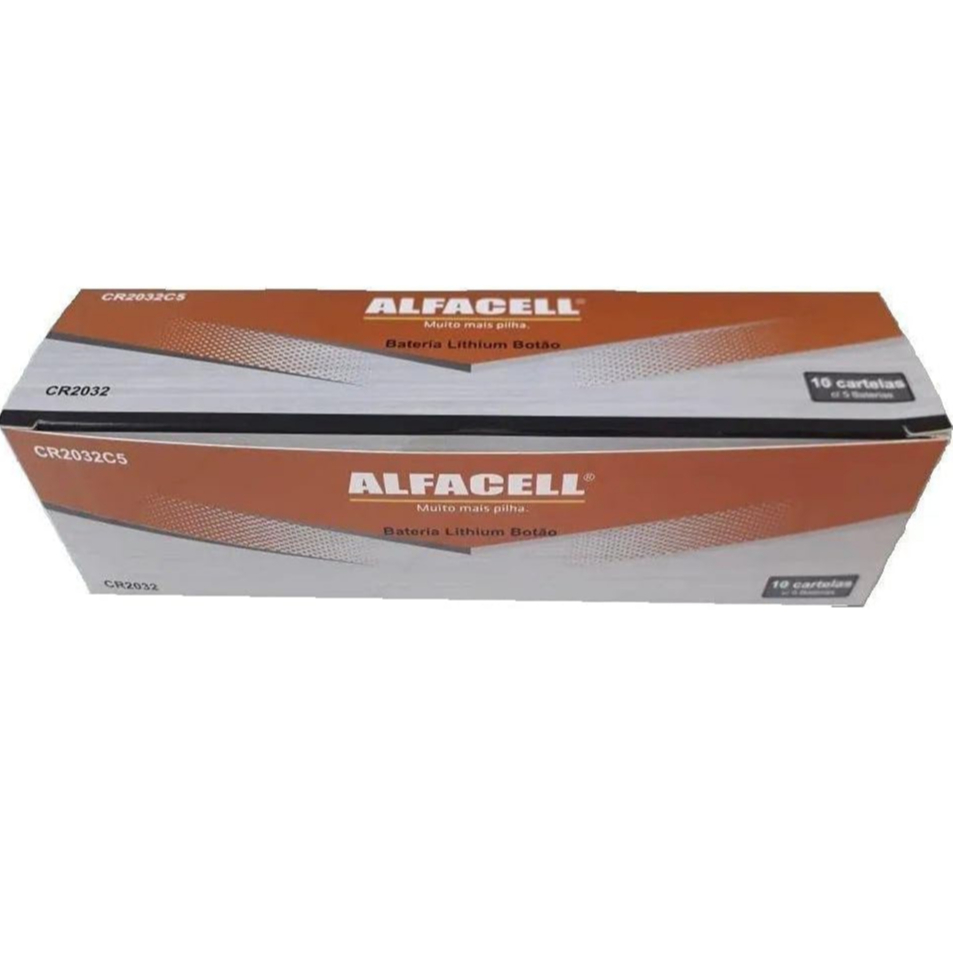 Bateria botão Placa Mãe 2032 Original Alfacell Lithium Caixa com 50 unidades