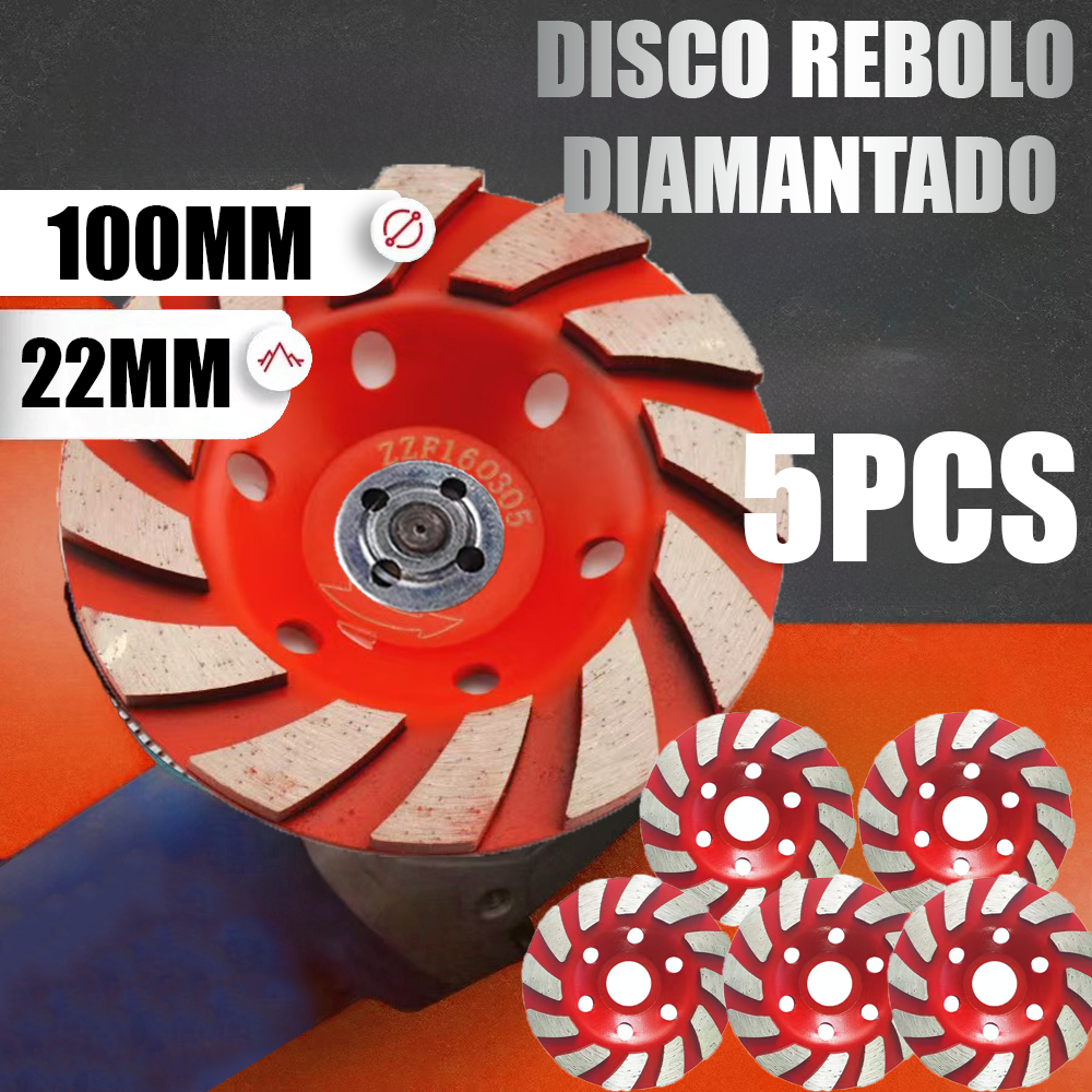 Disco Desbaste Diamantado Turbo Para Esmerilhadeira Lixadeira Concreto 100mm x 22,23