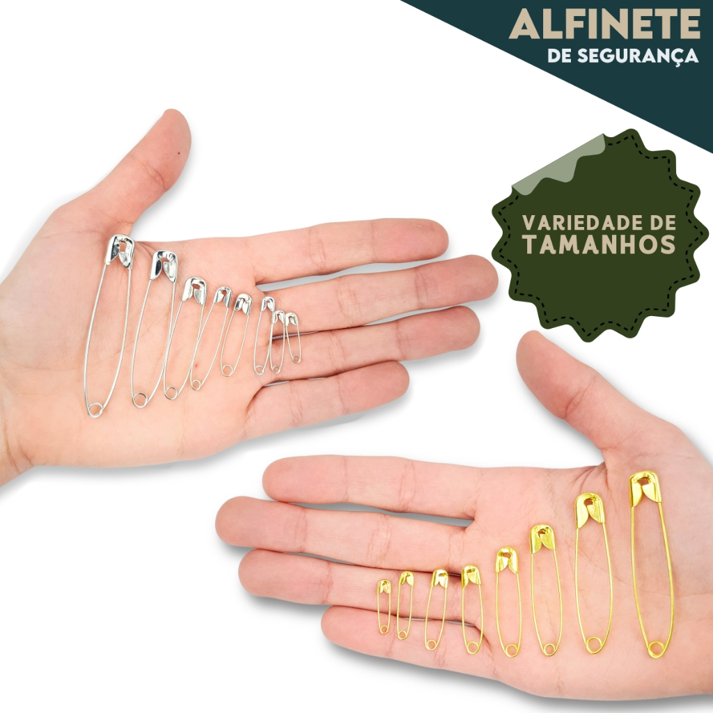 Alfinete de Segurança Ouro/Prata - Pacote com 100/50 Unidades - AV