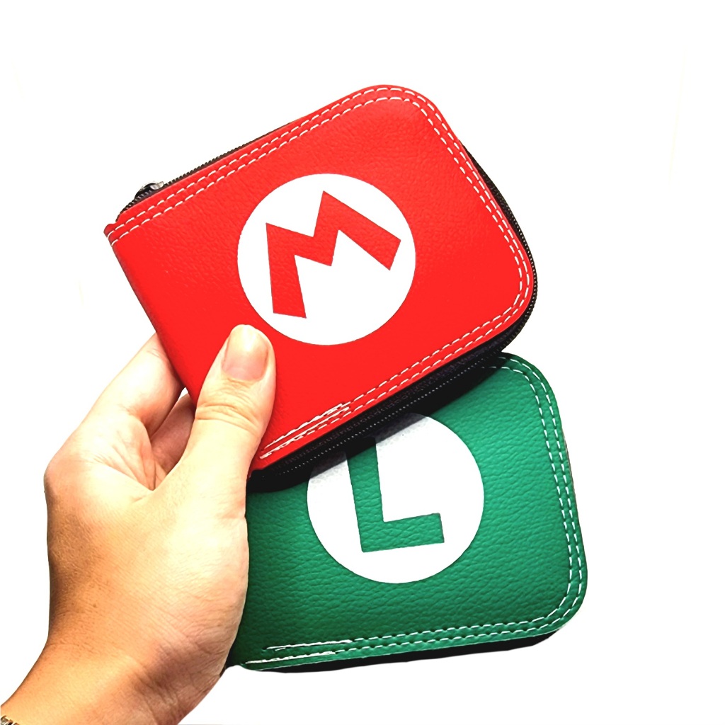 Carteira infantil menino e menina kit 2 peças sigla L e M Irmaos Mario