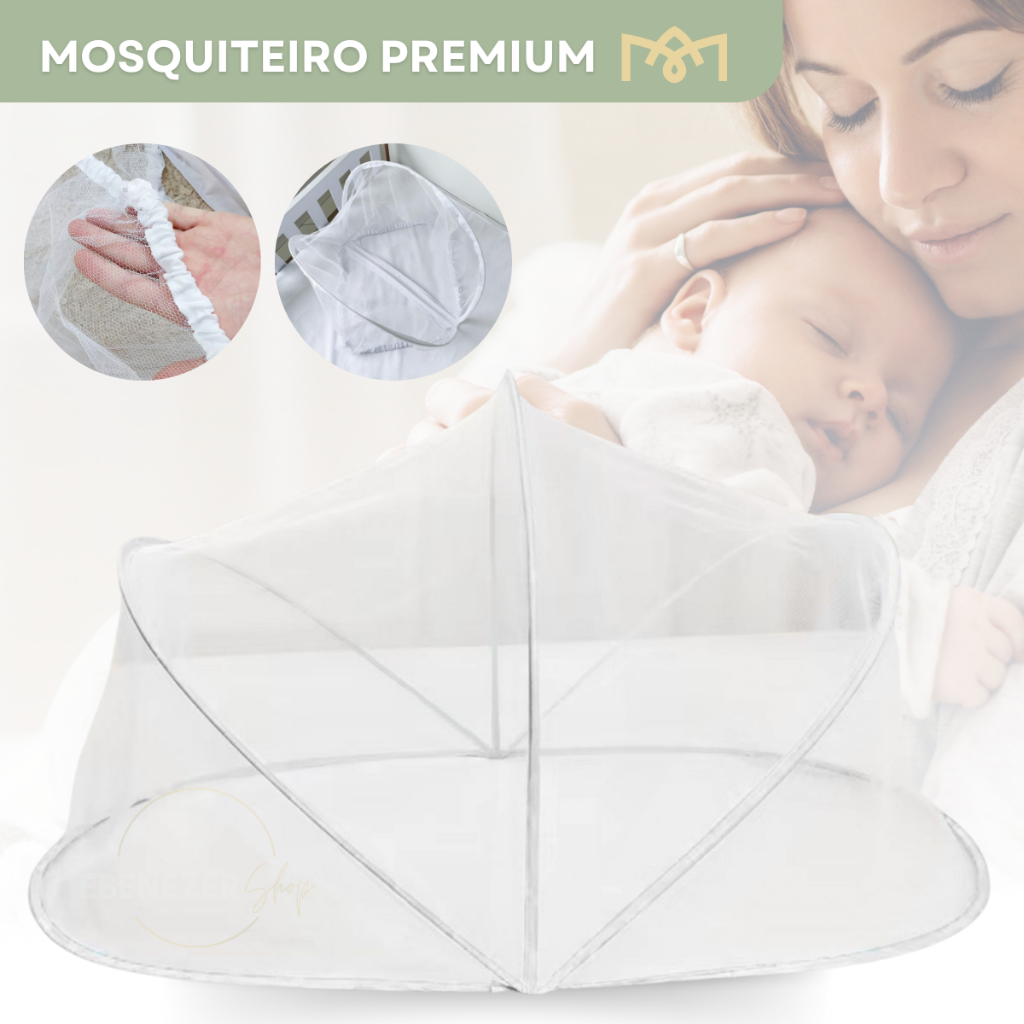 Mosquiteiro Para Ninho Redutor De Berço Enxoval Dobrável Avulso Bebê Portátil Branco