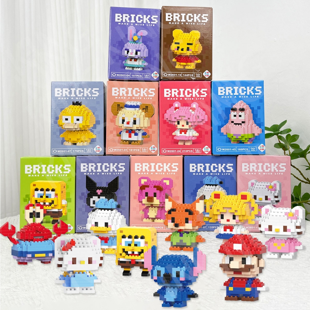Blocos de Montar Stitch Anime Bonecos Mini Building Blocks Colecionáveis Brinquedo Kawaii Decor