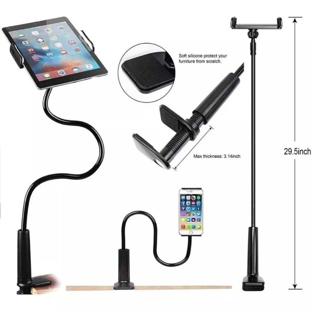 Braço Flexível Suporte Universal Celular Tablet Mesa Cama MTG036
