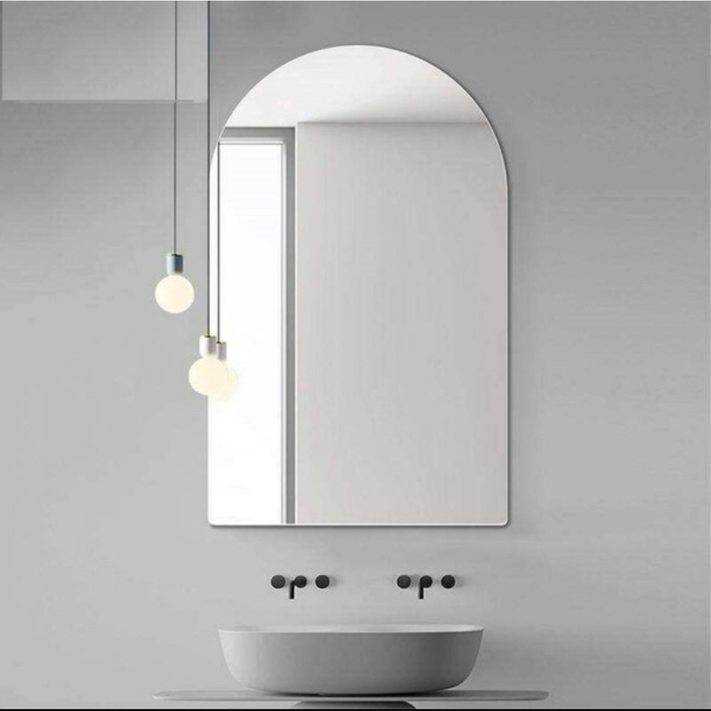 Espelho Semi Oval 70x50 Lapidado Banheiro C/SUPORTE (SEMI-OVAL)