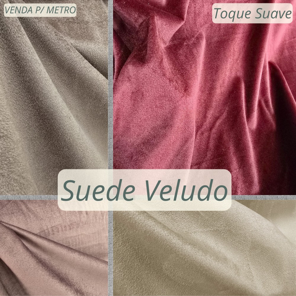 Tecido Suede Veludo Decoração Sofá Puff Cadeira e Artesanato - Venda Por Metro - Confecção em Geral