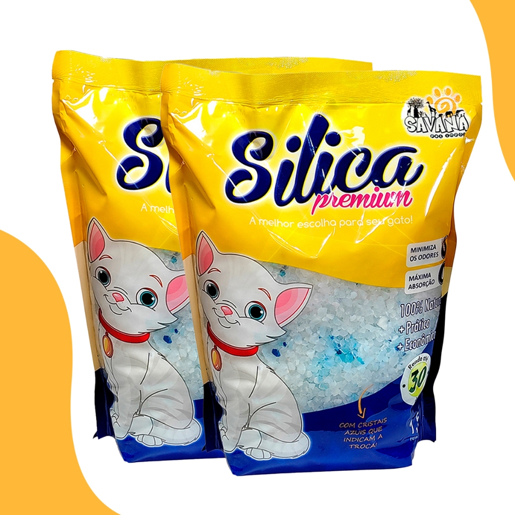 Kit 2 Areias de Gato Sílica Fina e Grossa Premium 2un Savana Pet 1,5kg
