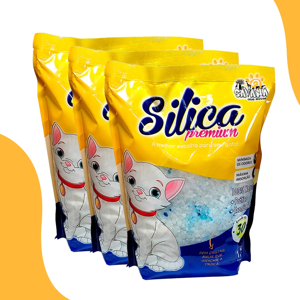 Kit 3 Areias Sílica para Gato Premium Savana Pet 1,5kg