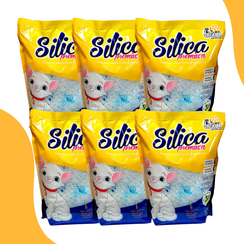 kit 6 Areias Sílica Premium Grossa Para Gatos 1,5kg Savana Pet