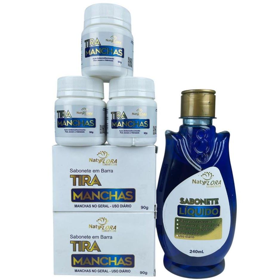 Kit clareador Tira manchas Pomada Líquido e Barra NAtyFlora Original