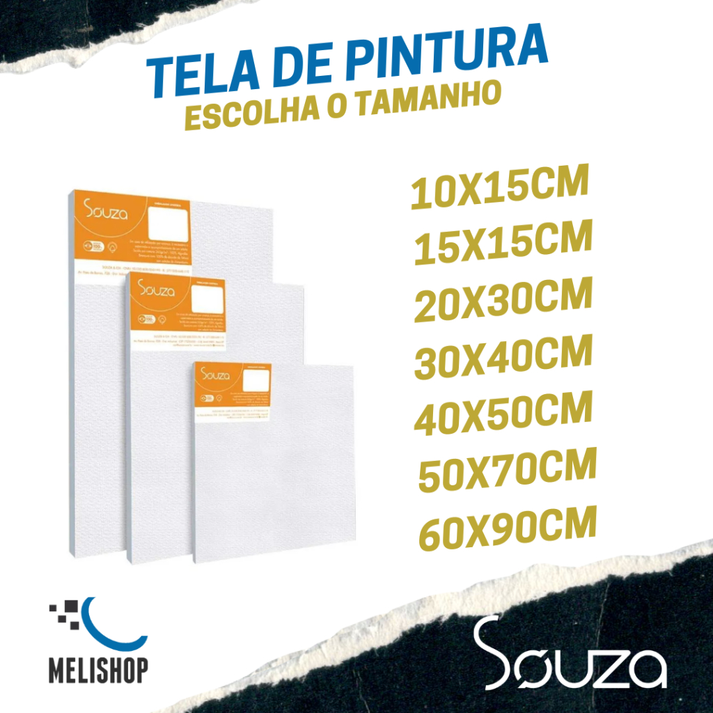 Tela de Pintura Souza e Cia 10x15 16x22 15x15 20x20 20x30 30x40 40x50 40x60 50x70 60x90 Original