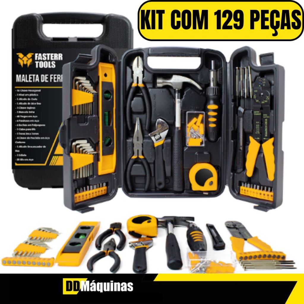Kit de Ferramentas com 129 peças + Maleta - Fasterr