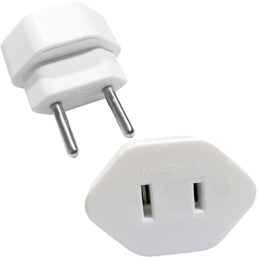 2 Adaptador 2 Pinos 10a Chato Americano P/ Redondo Margirius