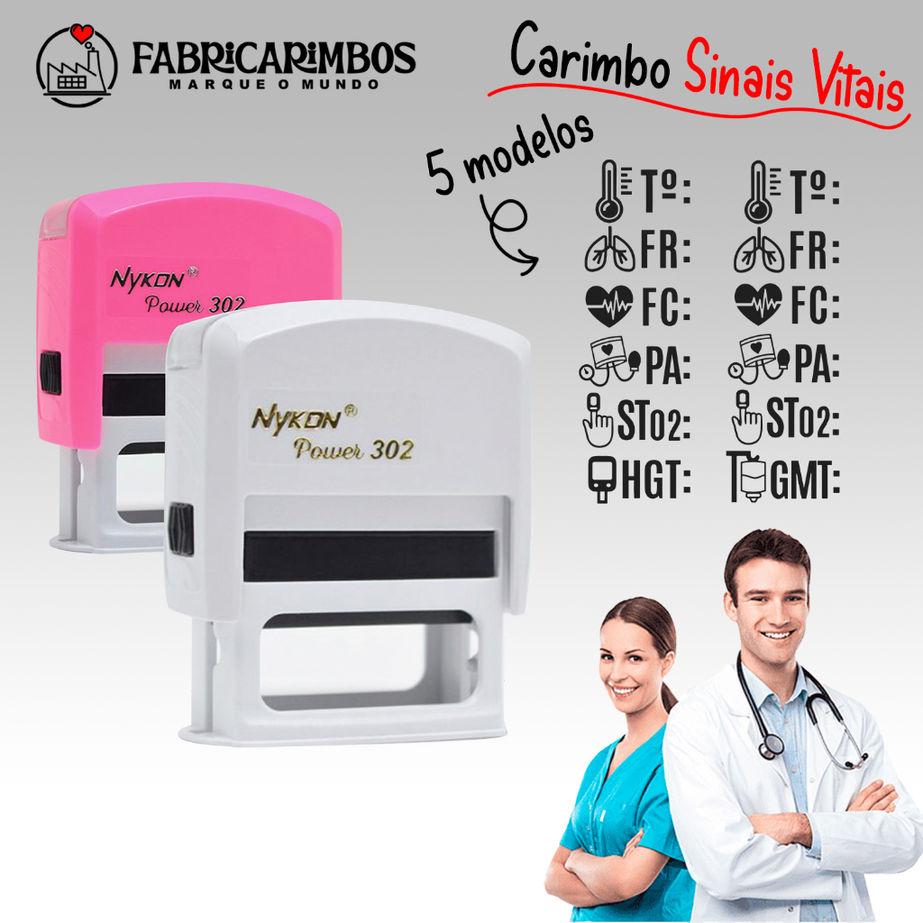 Carimbo Automático Sinais Vitais Anotações Prontuário Médico Profissional de Saúde Pronto para Uso