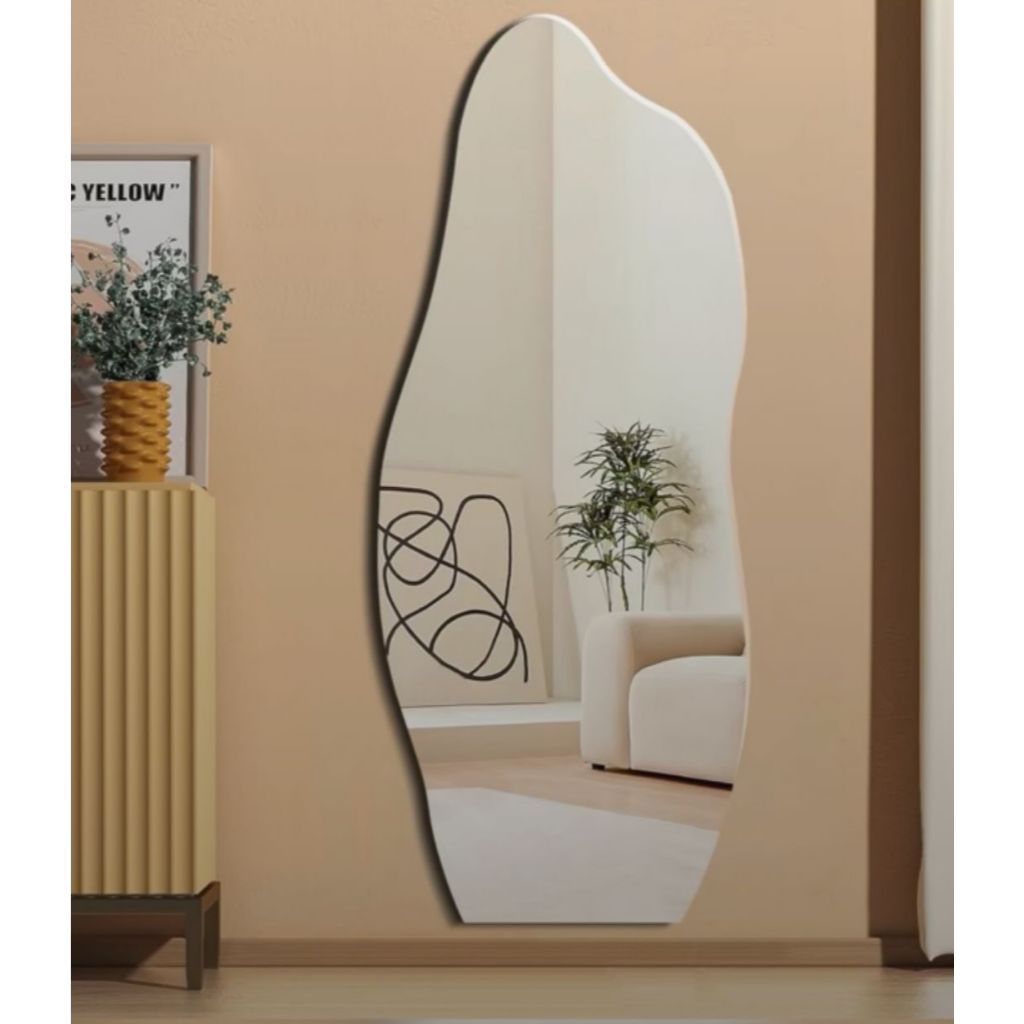 Espelho Orgânico 95x40 Lapidado Moderno Grande Forms C/ SUPORTE (FORM)