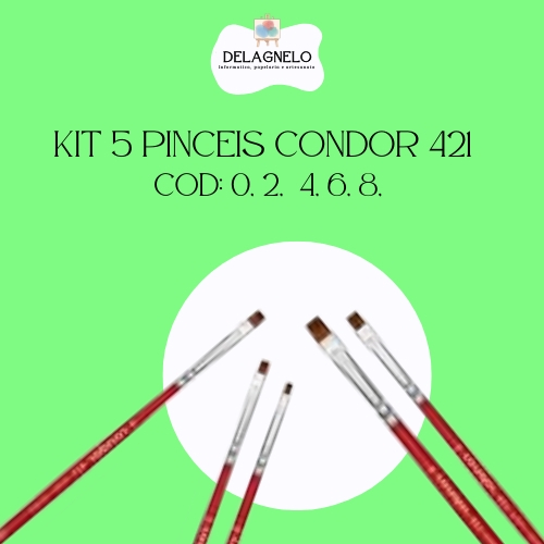 Kit 5x Pincel Condor 421 Chato Orelha De Boi Ref.0,2,4,6,8