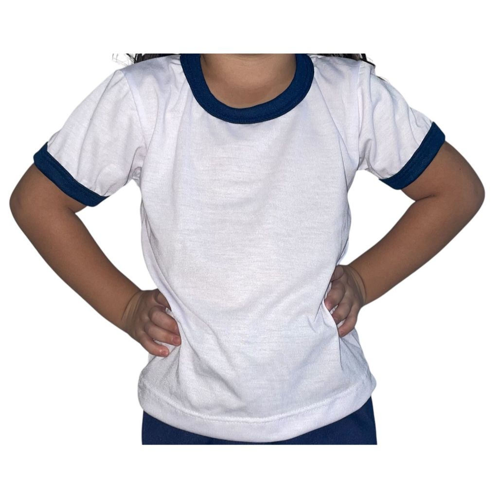 uniformes escolares infantis com gola e punho colorido 100% poliéster