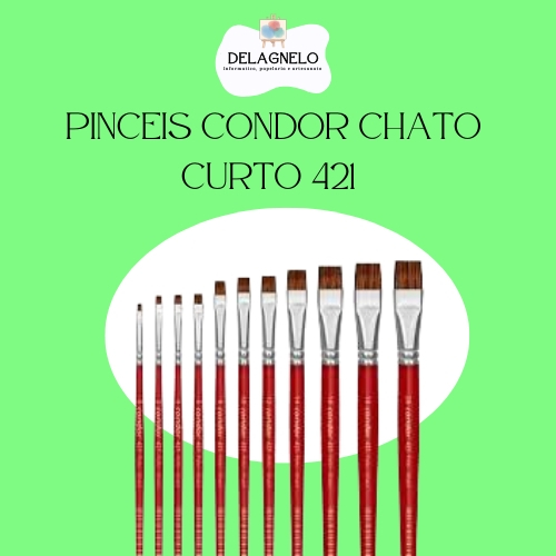 Pincel Condor Chato Curto 421 - Pelo Orelha de Boi e cabo de madeira