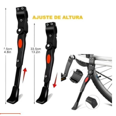 Descanso Lateral Pezinho Alumínio Para Bike Bicicleta Regulavel Emborrachado Com Apoio Aluminio Mtb