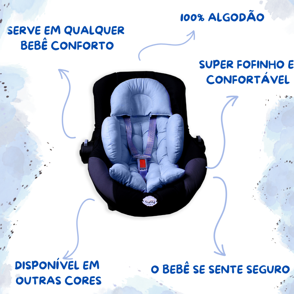 Colchonete Redutor Almofada para Bebê Conforto Apoio de Corpo Acolchoado Macio 100% Algodão